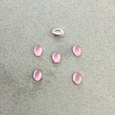 Plastic Flat Back Foiled Cabochon - Oval 06x4MM MATTE ROSE