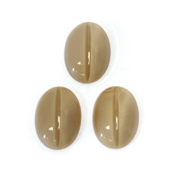 German Glass Medium Dome Cabochon - Oval 18x13MM CATS EYE BEIGE MOONSTONE