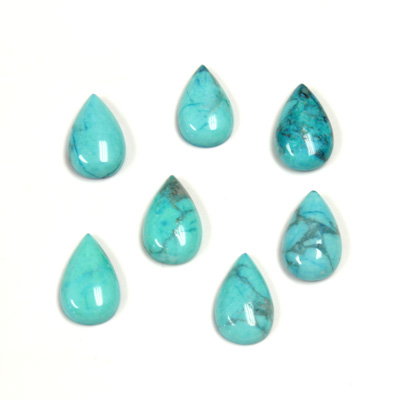 Gemstone Cabochon - Pear 10x6MM HOWLITE DYED CHINESE TURQ