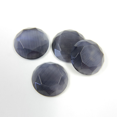 Fiber-Optic Flat Back Stone with Faceted Top and Table - Round 13MM CAT'S EYE GREY