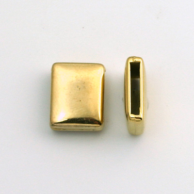 Metalized Plastic Bead - Cushion Slide 16x12MM GOLD