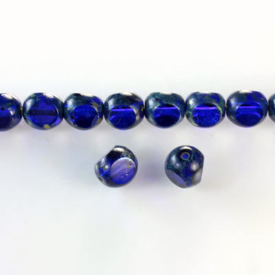 Czech Glass Fire Polish Bead 3 Cut Window 08MM SAPPHIRE with DIFFUSION COATING