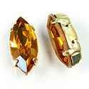 Crystal Stone in Metal Sew-On Setting - Navette 15x7MM TOPAZ-GOLD