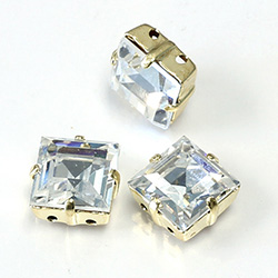 Crystal Stone in Metal Sew-On Setting - Square 10x10MM CRYSTAL-RAW