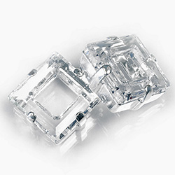 Crystal Stone in Metal Sew-On Setting - MC Square Ring 14MM CRYSTAL-SILVER