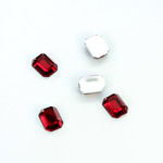 Plastic Flat Back Foiled Rose Cut Rhinestone - Cushion Octagon 08x6MM RUBY