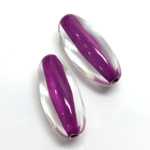 Plastic Bead - Color Lined Smooth Beggar 29x12MM CRYSTAL PURPLE LINE