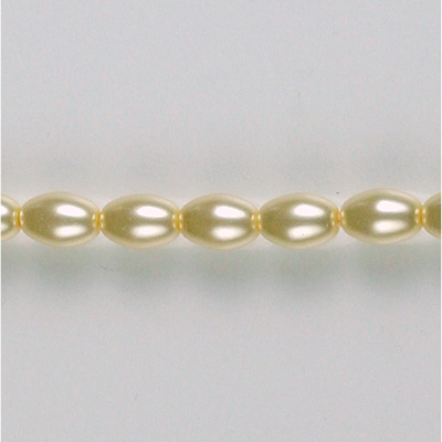 Czech Glass Pearl Bead - Oval 06x4MM CREME 75440