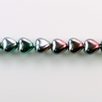 Czech Glass Pearl Bead - Heart 08x8MM BLACK TAHITI 89031