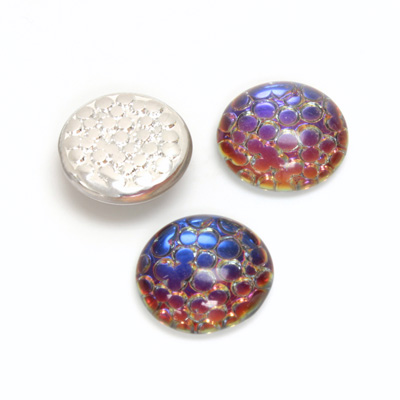 Glass Medium Dome Snakeskin Mosaic Cabochon - Round 15MM HELIO BLUE