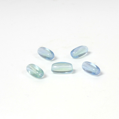 Czech Pressed Glass Bead - Smooth Oval 09x4MM 2-TONE LT SAPPHIRE-PERIDOT