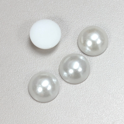 Plastic Medium Dome Pearl Cabochon - Round 14MM WHITE