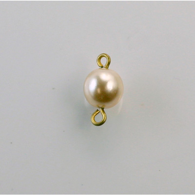 Czech Glass Pearl Bead with 2 Brass Loops - Round 08MM CREME