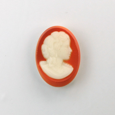 German Glass Cameo Woman Oval 25x18MM IVORY/CORNELIAN