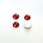 Plastic Flat Back Foiled Rauten Rose Rhinestone - Round 08MM RUBY