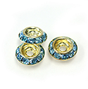 Czech Rhinestone Rondelle Shrag Flat Back Setting - Round 11MM outside with ss30 Recess AQUAMARINE-RAW