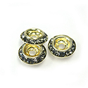 Czech Rhinestone Rondelle Shrag Flat Back Setting - Round 11MM outside with ss30 Recess BLACK DIAMOND-RAW