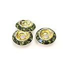 Czech Rhinestone Rondelle Shrag Flat Back Setting - Round 11MM outside with ss30 Recess OLIVINE-
RAW