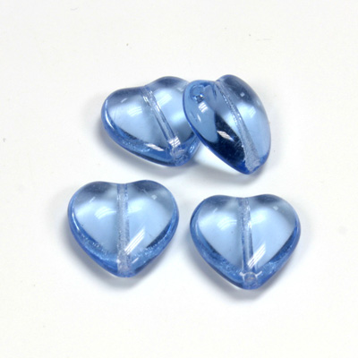 Czech Pressed Glass Bead - Smooth Heart 16x15MM LT SAPPHIRE