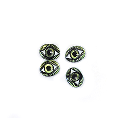 Preciosa Glass Crystal Painting with Carved Intaglio Eye - Oval 10x8MM WHITE on SAHARA