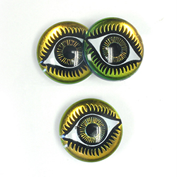 Preciosa Glass Crystal Painting with Carved Intaglio Eye - Round 18MM  WHITE on VITRAIL GOLD