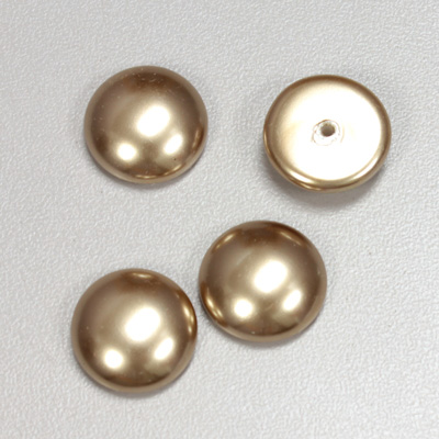 Glass Medium Dome Pearl Dipped Cabochon - Round 15MM LIGHT BROWN