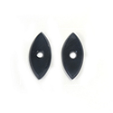 Glass Flat Back Flat Top Double Bevel Cabochon - Drilled and Slotted with Center Hole Navette 15x7MM JET
