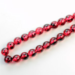 Czech Pressed Glass Bead - Smooth Round 06MM SPECKLE COATED RUBY 64989