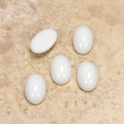 Glass Medium Dome Opaque Cabochon - Oval 12x8MM MM CHALKWHITE