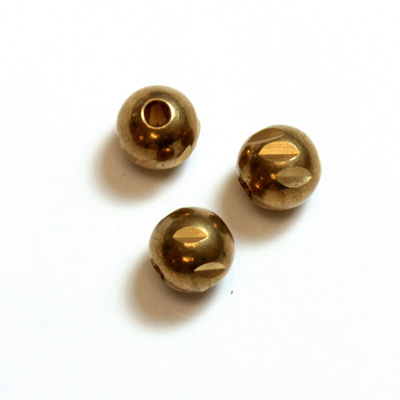 Brass Machine Made Bead - Diamond Cut Round 06MM RAW BRASS