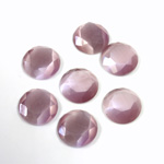 Fiber-Optic Flat Back Stone with Faceted Top and Table - Round 09MM CAT'S EYE LT PURPLE