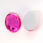 Plastic Flat Back Foiled Rose Cut Rhinestone - Oval 25x18MM FUCHSIA