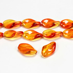 Czech Pressed Glass Bead - Smooth Twisted 13x9MM COATED ORANGE-YELLOW 64815