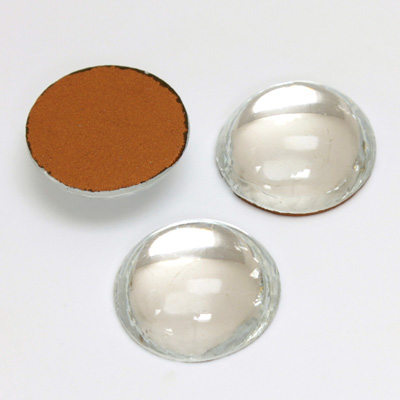 Glass Medium Dome Foiled Cabochon - Round 18MM CRYSTAL