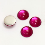 Plastic Flat Back Foiled Cabochon - Round 12MM FUCHSIA