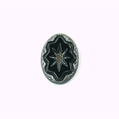 Glass Flat Back Engraved Victorian Intaglio 18x13MM SILVER on JET