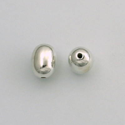 Metalized Plastic Smooth Bead - Oval 11x8MM SILVER