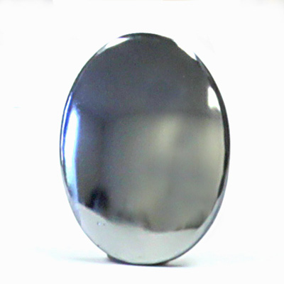 German Glass Low Dome Buff Top Cabochon - Oval 40x30MM HEMATITE