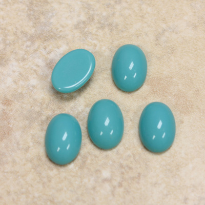 Glass Medium Dome Opaque Cabochon - Oval 12x8MM TURQUOISE