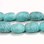 Glass Lampwork Bead - Keg Smooth 19x14MM MATTE BLUE MATRIX