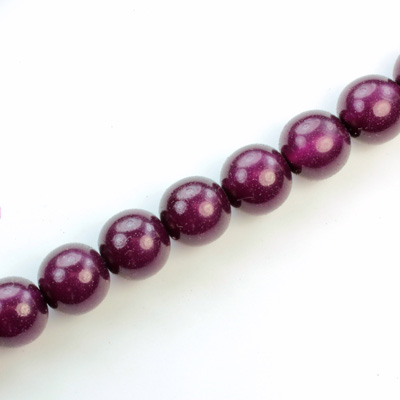 Czech Pressed Glass Bead - Smooth Round 10MM COATED GRAPE