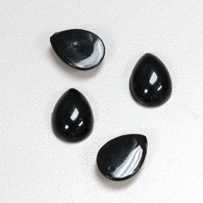 Plastic Flat Back Opaque Cabochon - Pear 15x11MM JET