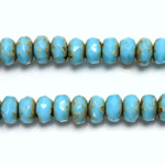 Czech Glass Fire Polish Bead - Rondelle Donut 07x4MM LIGHT BLUE TURQUOISE with DIFFUSION