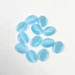 Fiber-Optic Flat Back Stone with Faceted Top and Table - Oval 07x5MM CAT'S EYE AQUA