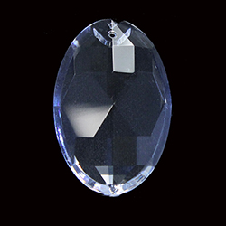 Asfour Crystal Chandelier Parts - Pendalogue Pendant - Oval Faceted 59x100mm (4 Inch) CRYSTAL 1 Hole