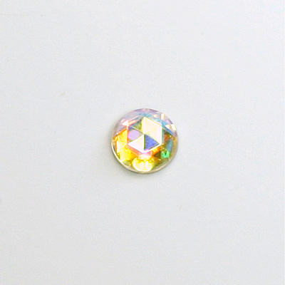 Glass Flat Back Foiled Rauten Rose - Round 09MM CRYSTAL AB