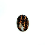 Plastic Flat Back Striped Rauten Rose - Oval 18x13MM DYED BROWN on BLACK