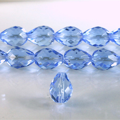 Czech Glass Fire Polish Bead - Pear 13x10MM LT SAPPHIRE