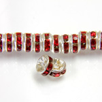 Czech Rhinestone Rondelle - Round Wavy 05MM SIAM RUBY-SILVER