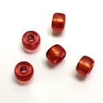 Plastic Bead - Bronze Lined Veggie Color Smooth Pony 06x9MM MATTE RED